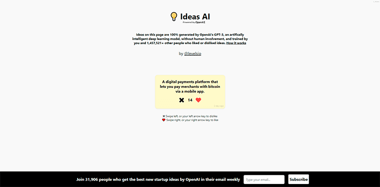IdeasAI Startup Ideas powered by OpenAI