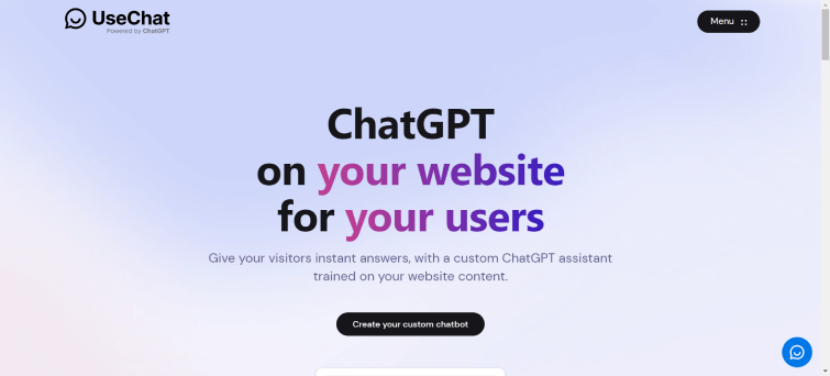 UseChat AI-ChatGPT-on-your-website-for-your-users