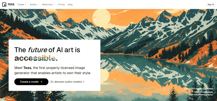 Tess Design-The-First-AI-Image-Generator-that-Pays-Artists
