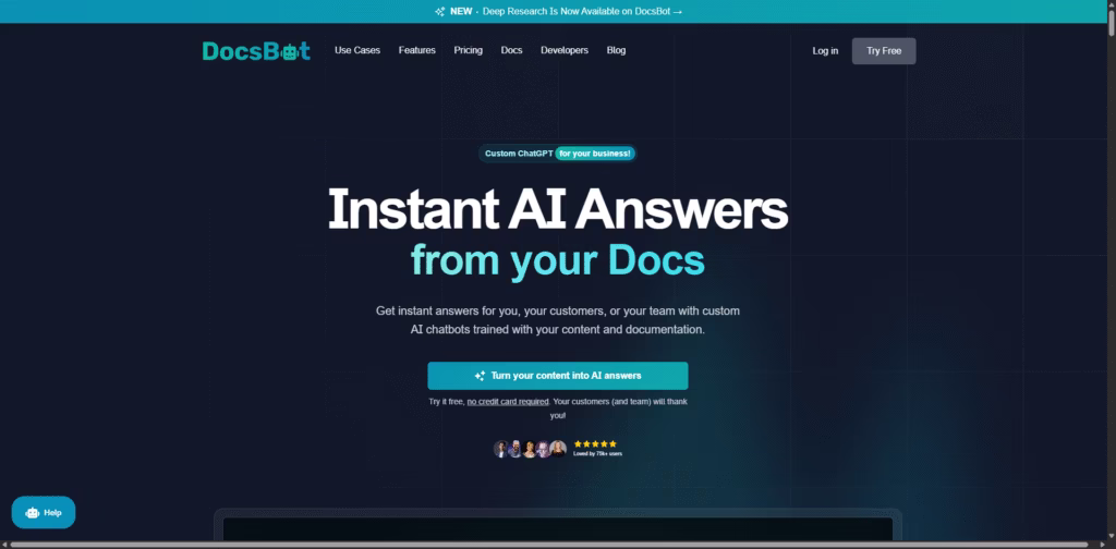 DocsBot -AI-Custom-chatbots-from-your-documentation