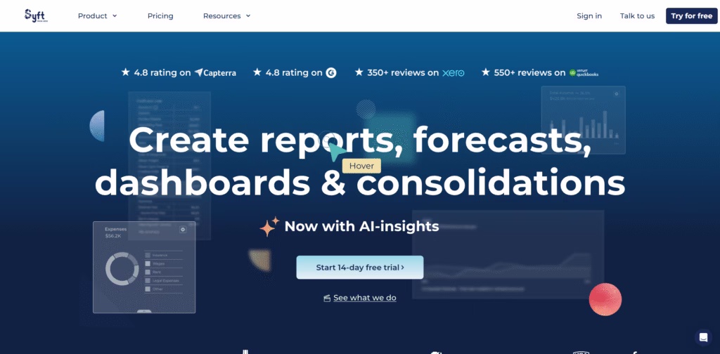 Syft Analytics -Dashboards-Consolidations-Forecasts-Reports