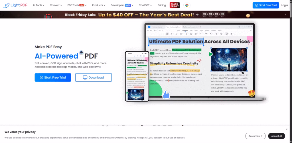 AI-Powered-Free-Online-PDF-Editor-Converter-Reader- LightPDF