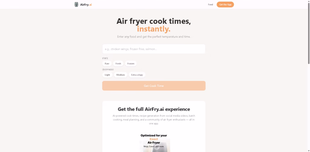 AirFry.ai -AI-Powered-Air-Fryer-Cook-Times-Recipes