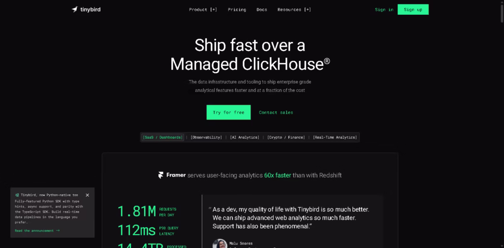Tinybird - Ship-faster-with-Managed-ClickHouse®