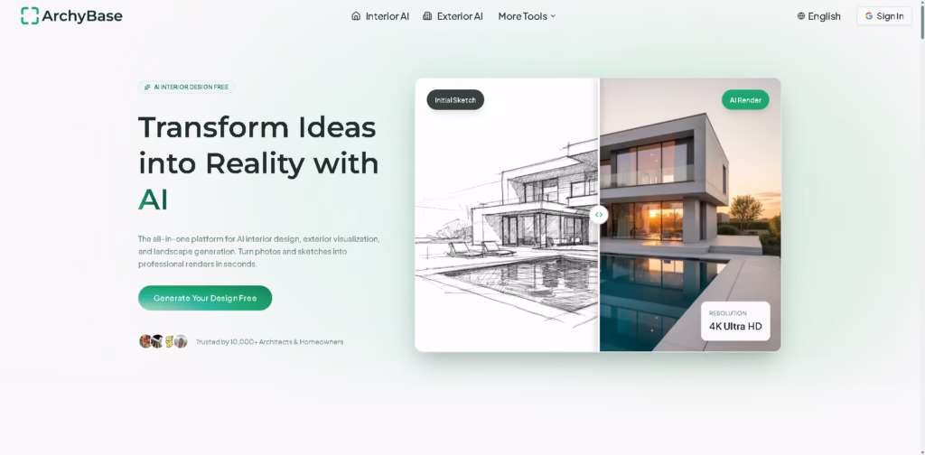 AI-Design-Tool - Interior-Exterior-Landscape- ArchyBase
