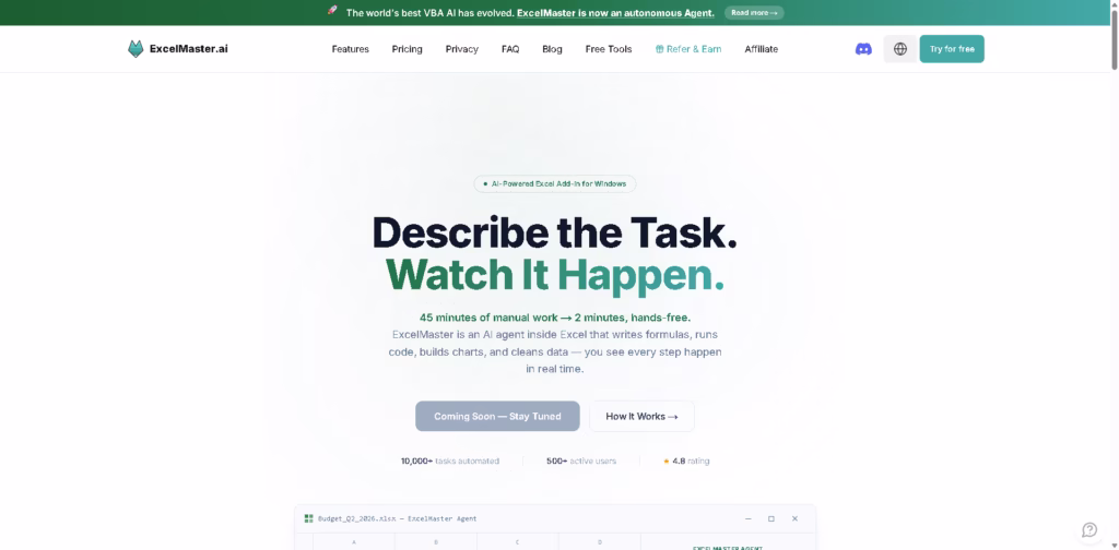 Excel-AI-Accurate-Formula-Smart-VBA-Automation- ExcelMaster.ai