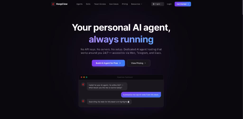 Personal-AI-Agent-Hosting-–-Run-AI-Agents-24-7- KeepClaw