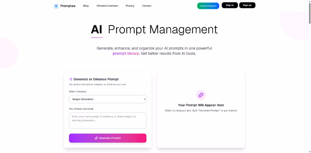 Promptaa -AI-Prompt-Generator-Prompt-Library-for-Better-AI-Results
