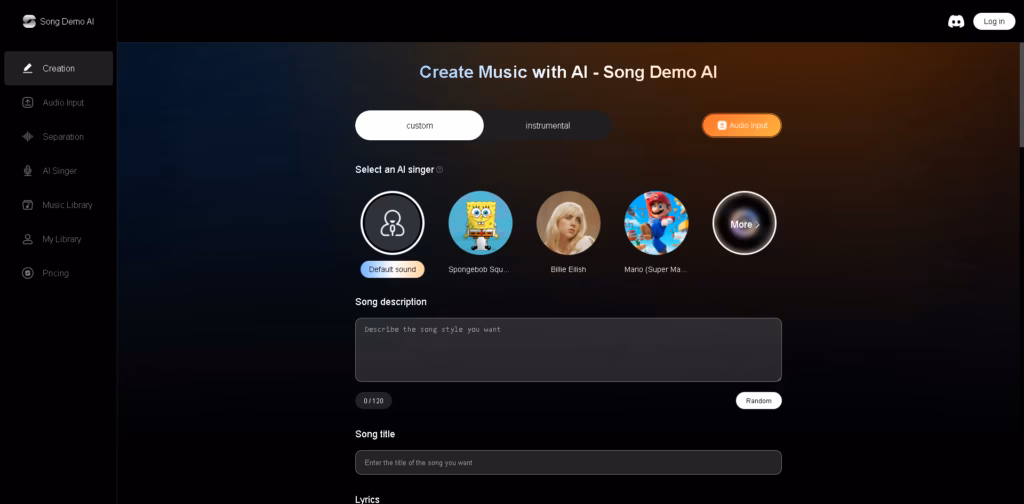 Song Demo AI -AI-Music-Generator｜Creation