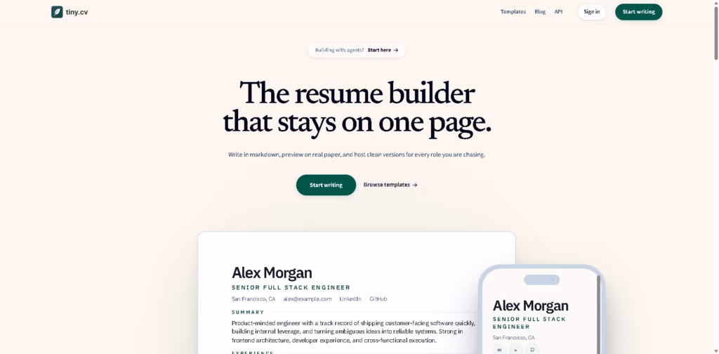 Tiny CV -The-resume-builder-that-stays-on-one-page