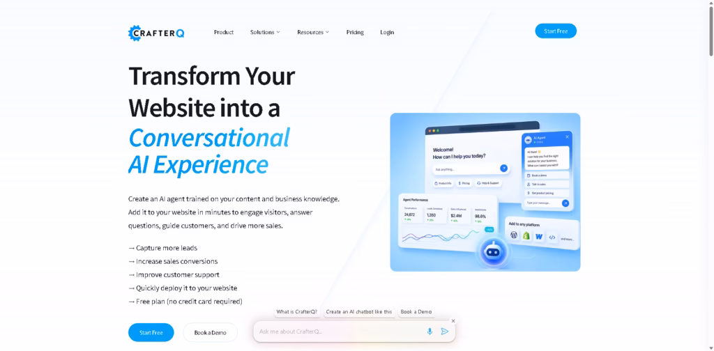 CrafterQ -AI-Agents-for-Business-Websites