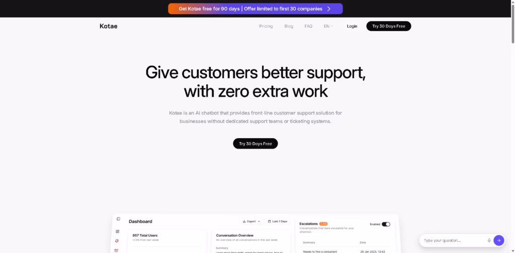 Kotae AI - website support chatbot