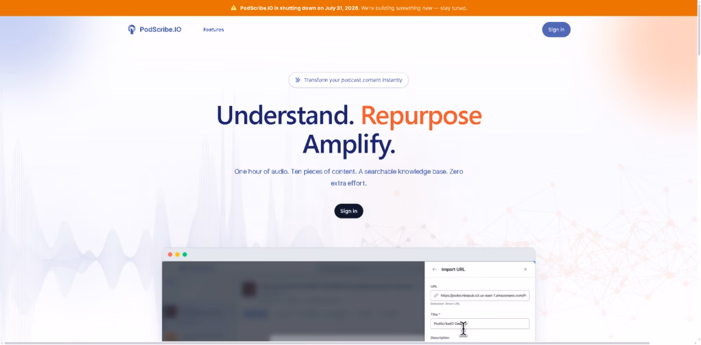 PodScribe.IO -Daily-Briefs-from-YouTube-Podcasts-Newsletters-AI-Powered-Content-Repurposing-for-Creators