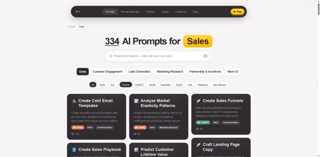 Sales God of Prompt sales prompt library