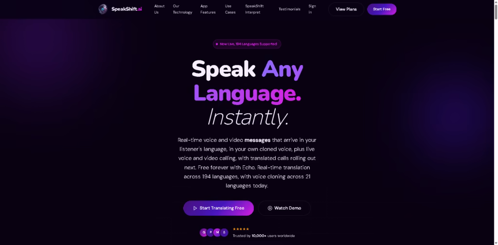 SpeakShift -AI-Live-Translated-Calls-In-Your-Own-Voice