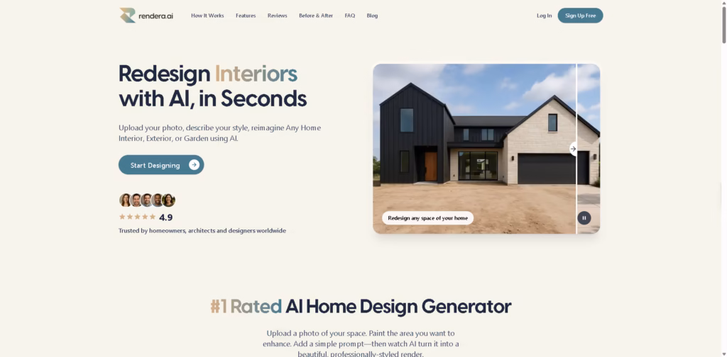 AI-Landscape-Interior-Design-Generator- Rendera AI