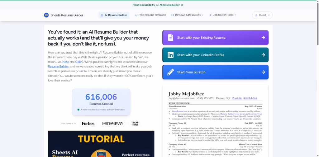 SheetsResume - AI-Resume-Builder Get-More-Interviews