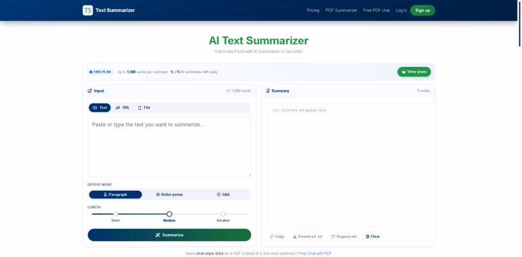 AI-Summary-Generator-Free-Get-to-the-Point-with- Text Summarizer