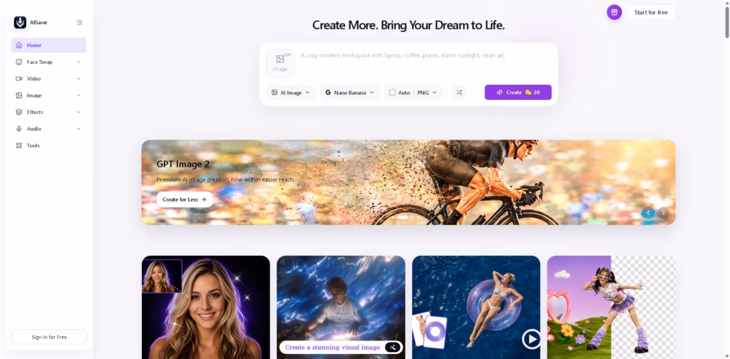 AISaver -Free-AI-Video-Image-Creation-Platform-Online