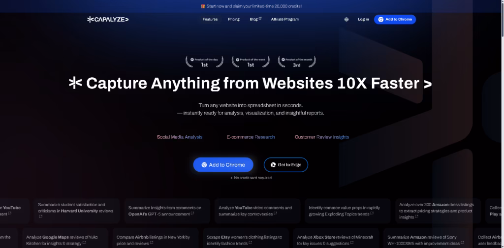 Capalyze- AI website to spreadsheet tool