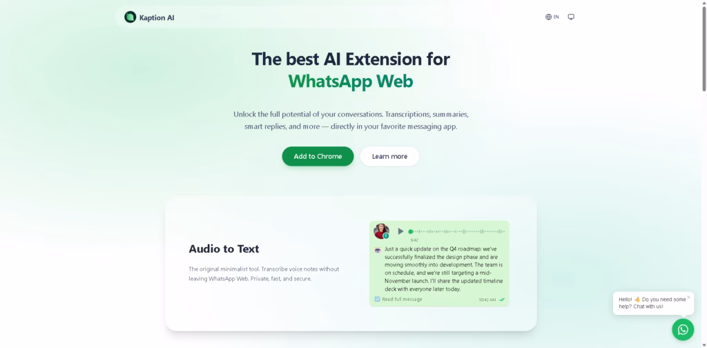 Chrome-Extension-for-WhatsApp- Kaption AI