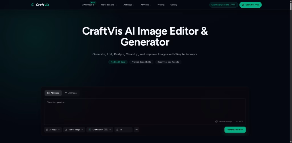 Free-Online-AI-Image-Editor-Generator- CraftVis