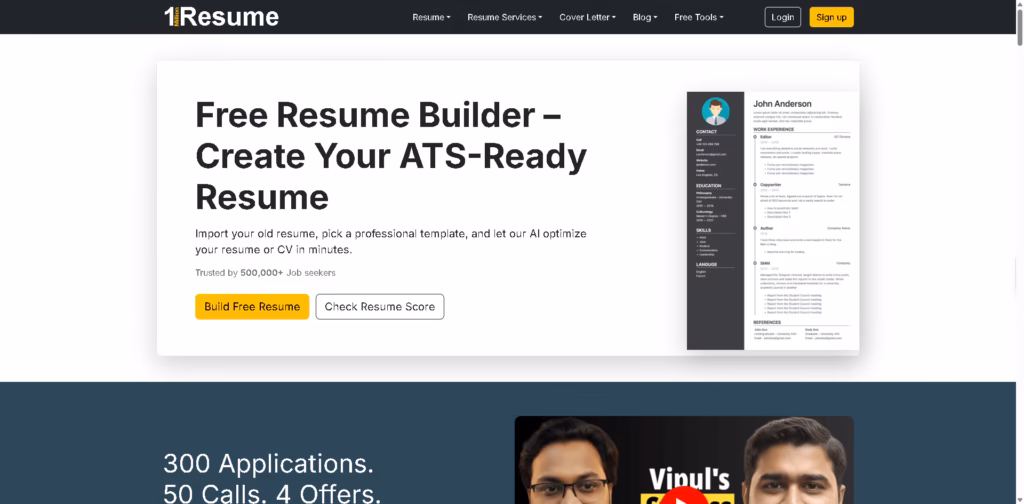 Free-Resume-Builder -AI-ATS-Optimized-1MillionResume