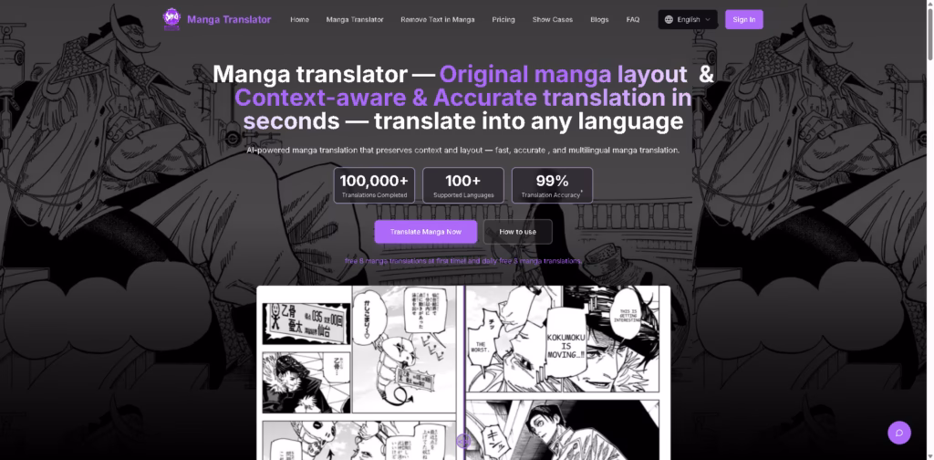 Free-online-AI-Manga Translator-Manhwa-Translator