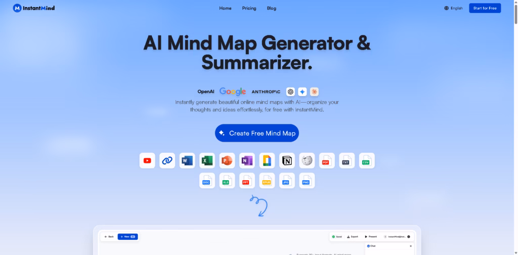 InstantMind-AI-Mind-Map-Generator-Summarizer-MindMap-AI