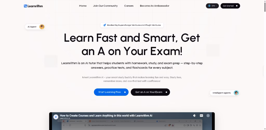 Learnrithm AI-Homework-Help-Study-Tools-Test-Prep