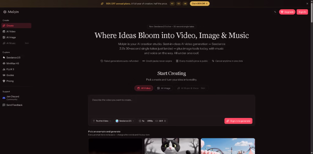 Molyin-AI-Creation-Platform-for-Video-Image-Music-Voice