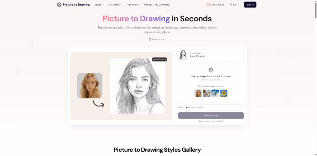 Picture to Drawing-AI-Turn-Photos-Into-Drawings-Online