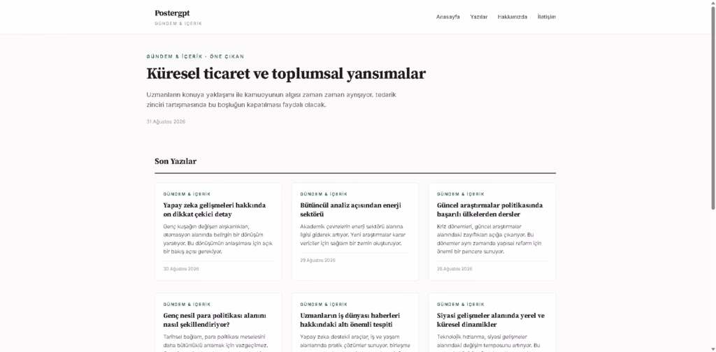Postergpt -Gündem-İçerik