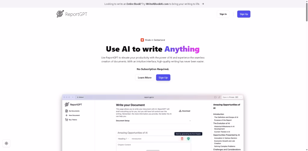 ReportGPT -Use-AI-to-write-Anything