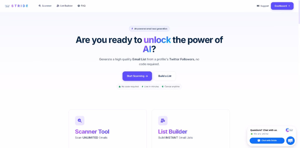 Stride - Twitter Email Lead Generation