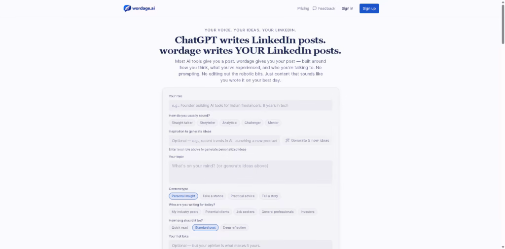 Wordage - -Turn-rough-thoughts-into-publish-ready-LinkedIn-posts