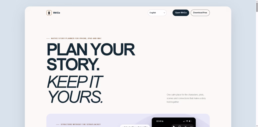 Writer Copilot - WriCo -Story-Planner-for-iPhone-iPad-MaC