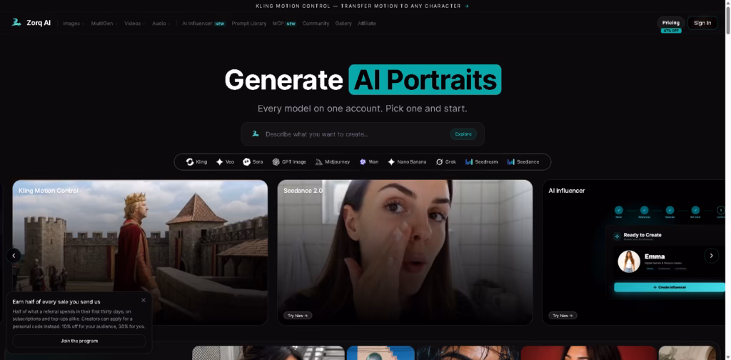 Zorq AI-AI-Image-Video-Generation-Platform-Transform-Ideas-Into-Stunning-Visuals