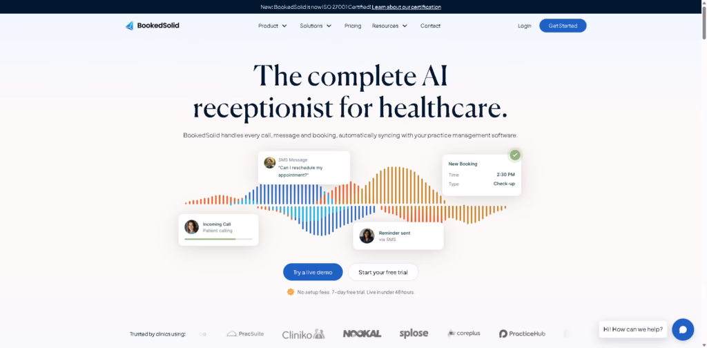 BookedSolid AI-Receptionist-for-Healthcare-Clinics