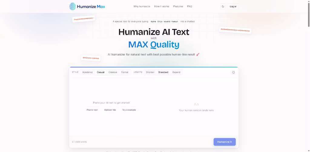 Humanize Max - Free-AI-Humanizer-Unlimited-AI-to-Human-Text-Converter
