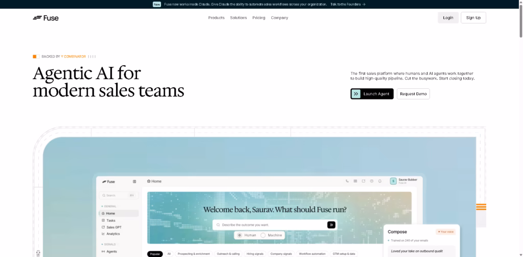 Fuse AI Learn how Fuse AI combines prospecting, data enrichment, outreach, buying signals, and AI agents in one sales platform.