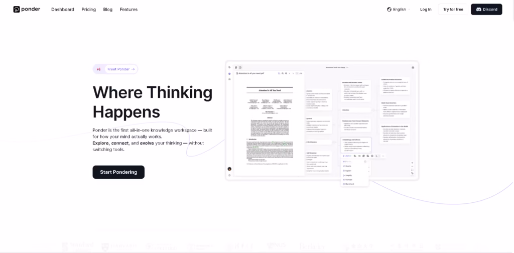 Ponder-New-Way-to-Work-with-Knowledge-Using-AI-AI-Research-Workspace-For-Research-Notes-Literature-Review-Paper-Summaries-Knowledge-Graph-Team-Collaboration