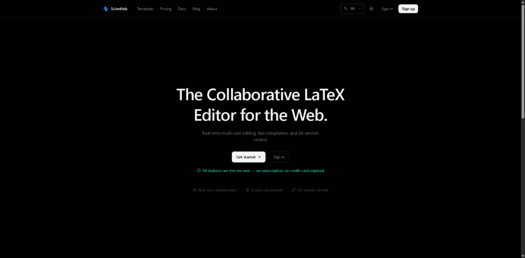 ScienHub -Free-Overleaf-Alternative-Collaborative-LaTeX-Editor