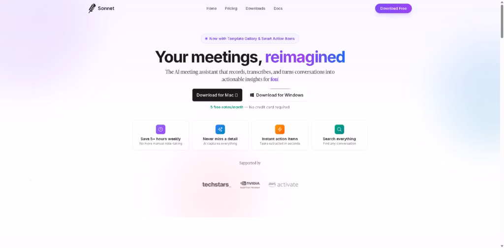 Sonnet AI-End-to-end-meeting-assistant-and-notetaker