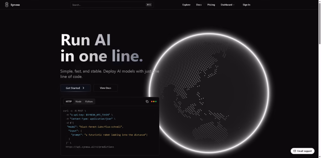 Synexa AI-Deploy-AI-Models-in-One-Line-of-Code