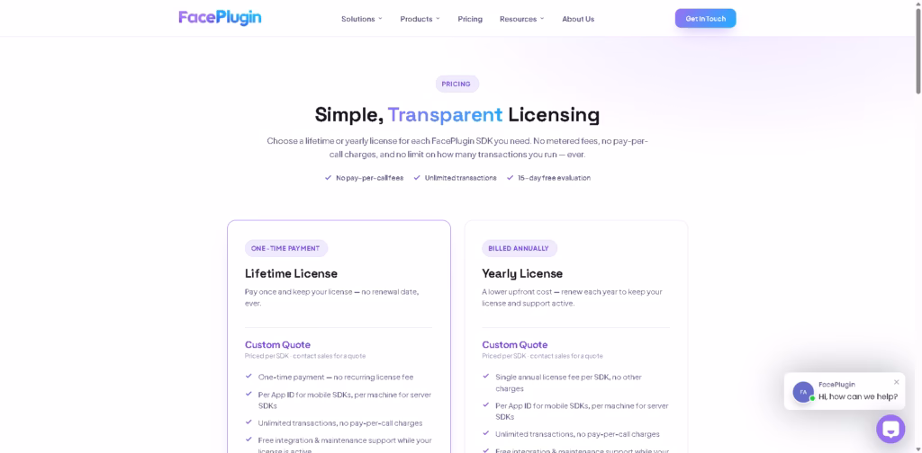 Pricing-FacePlugin-On-Premises-Biometric-SDK-Licensing